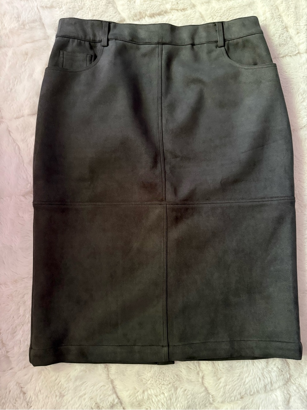 MarlaWynne Charcoal Gray Faux-Suede Pencil Skirt
